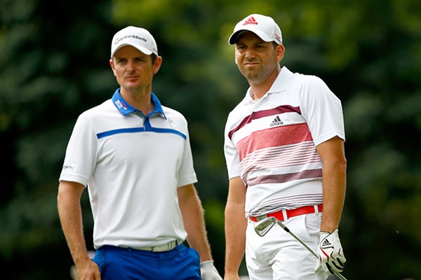 2014年 全米プロゴルフ選手権 事前 ジャスティン・ローズ セルヒオ・ガルシア 優勝すれば世界ランク1位も。ローズ（左）とガルシア(Sam Greenwood/Getty Images)