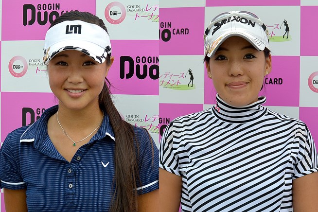 2014年 ごうぎんDuoカード・レディーストーナメント 初日 平野ジェニファー（左）＆北村響