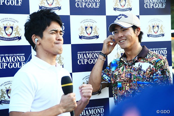 2014年 アジアパシフィックオープンゴルフチャンピオンシップ ダイヤモンドカップゴルフ 2日目 石川遼 野獣の王武井がインタビューしてなぜかガッツポーズ