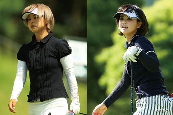 金髪→黒髪にガラリとイメージチェンジした石川陽子（写真左は2014年「日本女子プロゴルフ選手権大会コニカミノルタ杯」、写真右は今大会）