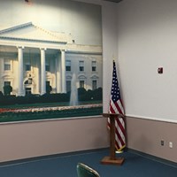 緊急時にはこの部屋で演説を行うなど、国を運営するための準備が整えられていた 2015年 ザ・グリーンブライアークラシック 事前 執務室