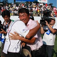 ツアー選手権で初優勝を飾った五十嵐雄二。ゴルフの話よりも蕎麦のほうが熱かったかも 2009年 JGTOプレーヤーズラウンジ 五十嵐雄二