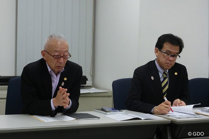 JGAの永田圭司氏（写真左）と山中博史氏（写真右）がドリームステージ開催について説明した 日本オープンゴルフ選手権競技 会見