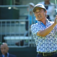 あら、米山さん。もっと久しぶりですね。 2016年 日本ゴルフツアー選手権 森ビルカップ Shishido Hills 初日 米山剛