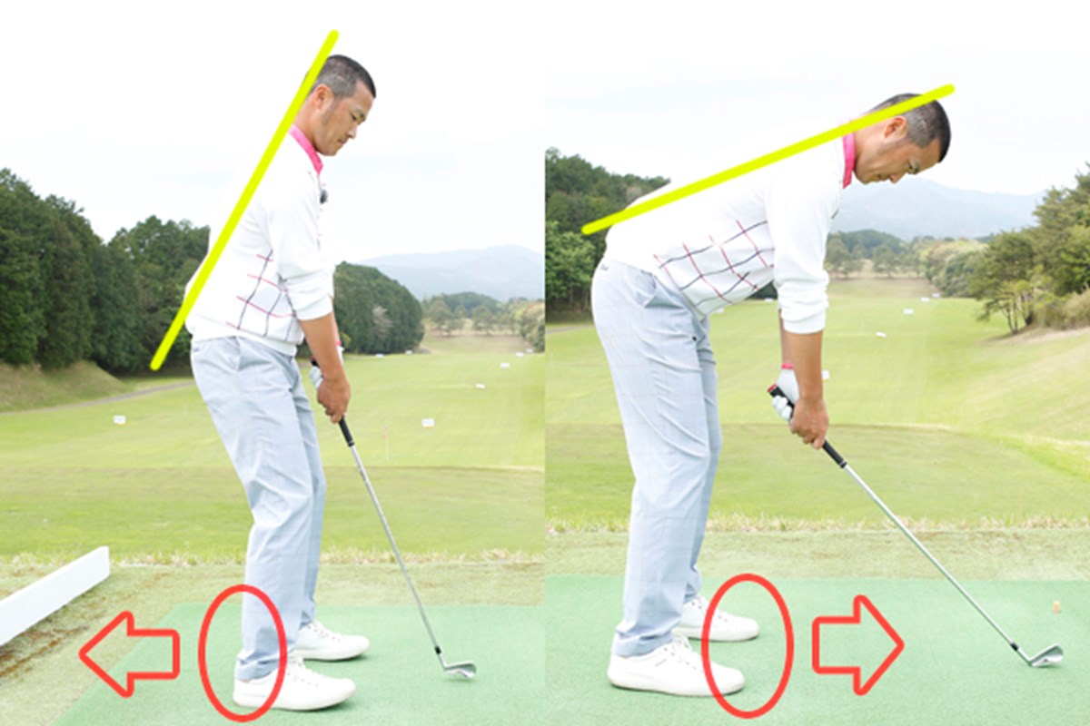 3 右足体重 左足上がりの傾斜では球が高くなる 体重配分によって弾道を自在にコントロール 第6回 今さら聞けないスイングの基礎 Gdo ゴルフ レッスン 練習