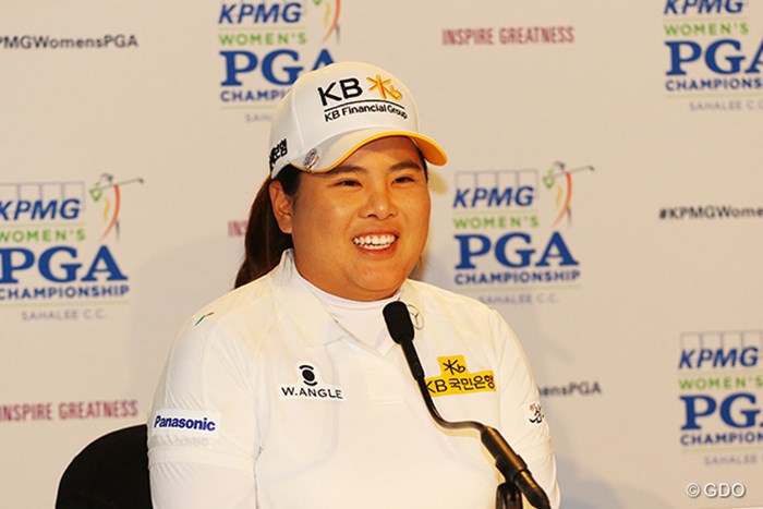 会見では満面の笑み 2016年 KPMG女子PGA選手権 初日 朴仁妃