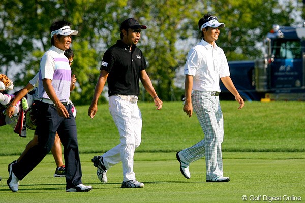 2009年 全米プロゴルフ選手権事前情報 石川遼、片山晋呉、藤田寛之 練習ラウンドの最終日は、石川遼、片山晋呉、藤田寛之がラウンド。和やかなムードで9ホールをプレーした