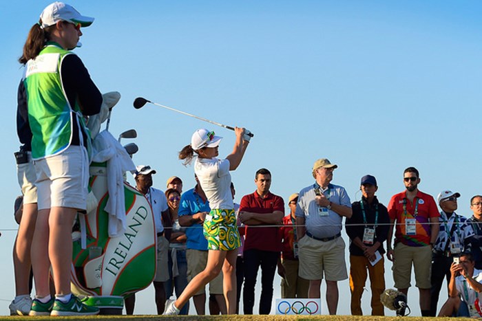 女子ゴルフが開幕！ ブラジル出身で第1組のミリアム・ナグルが先陣を切ってスタートした ※画像提供：IGF 2016年 リオデジャネイロ五輪 初日  ミリアム・ナグル