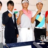 R.マキロイ、D.リーらと共に「韓国オープン」の公式会見に出席した石川遼 2009年 韓国オープン 事前 石川遼