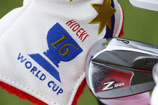 2017年 ISPSハンダ ゴルフワールドカップ 最終日 松山英樹 キャロウェイのツアー担当者からプレゼンントされたパターのヘッドカバー。石川と同じデザインだ
