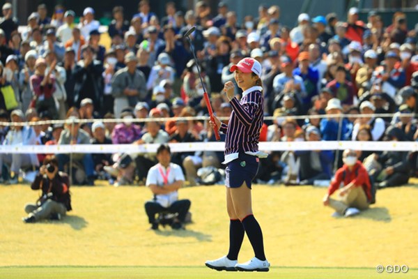 2017年 Tポイントレディス ゴルフトーナメント 最終日 菊地絵理香 今季初優勝を飾った菊地絵理香。後続に5打差をつける完勝だった