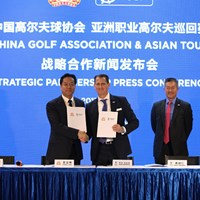 2017年3月、戦略的提携を発表したアジアンツアーと中国ゴルフ協会（提供：アジアンツアー） アジアンツアーと中国ゴルフ協会