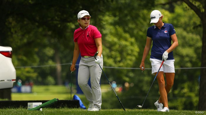 申ジエ（左）はステーシー・ルイスと同組でプレーし、急浮上を遂げた 2017年 KPMG女子PGA選手権 3日目 申ジエ