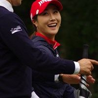 心配された右肩痛も回復し笑顔でラウンドしたキム・ハヌル 2017年 日本女子プロ選手権大会コニカミノルタ杯 事前 キム・ハヌル