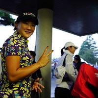 サスペになってもこの笑顔。ポジティブにいこう。 2017年 日本女子オープンゴルフ選手権競技 初日 成田美寿々