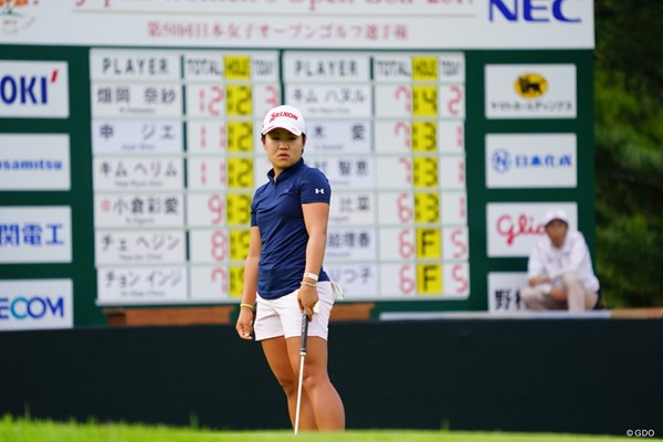 2017年 日本女子オープンゴルフ選手権競技 3日目 畑岡奈紗 54ホールを終えて大会最多アンダーパーとなる13アンダーで首位に立った畑岡奈紗