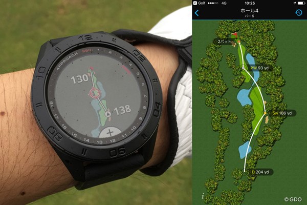 3衛星キャッチで測位安定 ゴルフ用スマートウォッチが10月発売 実際のラウンドで「アプローチS60」を使用。レイアップしたい位置の距離がわかるほか、アプリを使えばラウンド中のショット位置と使用クラブを振り返ることができる
