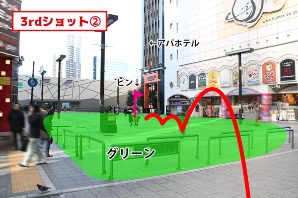 新宿で妄想ゴルフしてみた シネシティ広場という名前に変わっていた旧コマ劇場前広場