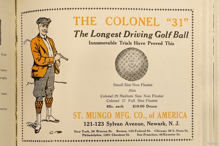 当時にしては派手な色合いの広告。最大の売りは”飛距離” ゴルフボール広告