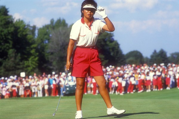 1987年 全米女子オープン 岡本綾子 1987年の全米女子オープンでの岡本綾子 (Focus on Sport/Getty Images)