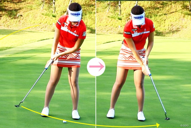 パットでもアッパーブローorダウンブローを意識する セキ ユウティン 女子プロレスキュー Gdo ゴルフレッスン 練習