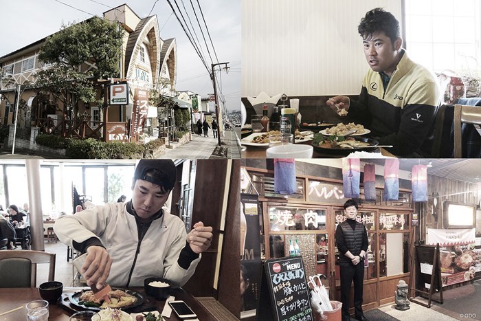 仙台市内には、今でも気兼ねなく食事ができるお店がたくさん。右下の韓国料理店「ハルバン」は松山の前トレーナー・金田相範さんのご実家が経営 2018年 松山英樹の馴染みの飲食店