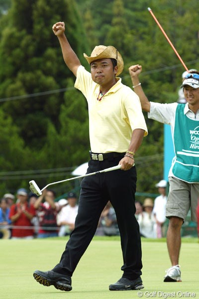 2004年 ウッドワンオープン広島ゴルフトーナメント 最終日 片山晋呉 最終18番では、バンカーに捕まるもパーをセーブした片山
