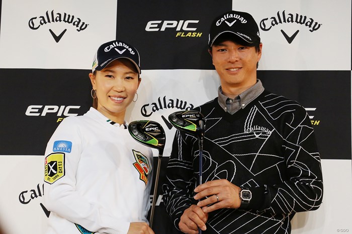 上田桃子と石川遼はキャロウェイゴルフのニュードライバーをPRした 2019年 SMBCシンガポールオープン 事前 上田桃子 石川遼