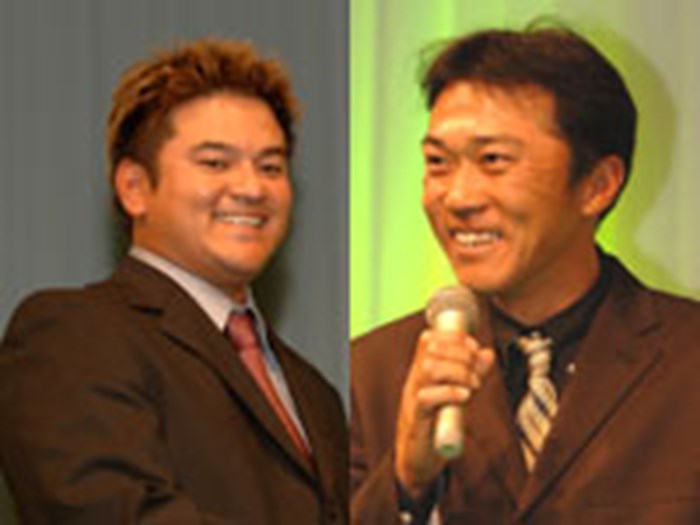 同じくアイアンマンの表彰を受けた、ツアー初優勝組の宮里聖志（左）と、広田悟（右） 2005年 JGTO表彰式 宮里聖志 広田悟