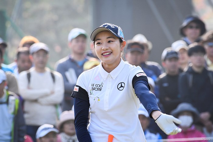 朝からこの笑顔で癒やされました 2019年 KKT杯バンテリンレディスオープン 2日目 三浦桃香