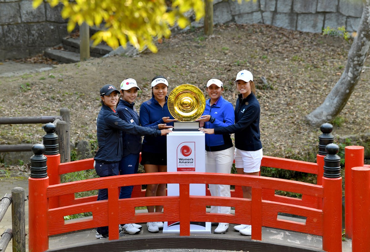 2019年 アジアパシフィック女子アマチュア選手権 事前 ユウカ・サソウ（フィリピン）、安田祐香、レイ・イ（中国）、ティティクル・アッタヤ（タイ）、グレース・キム（オーストラリア）