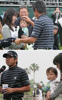 2005年 プレーヤーズラウンジ 藤田寛之 今まで家族の前で優勝シーンを見せたことのなかった藤田。愛する家族の前で優勝という最高の結果を残した