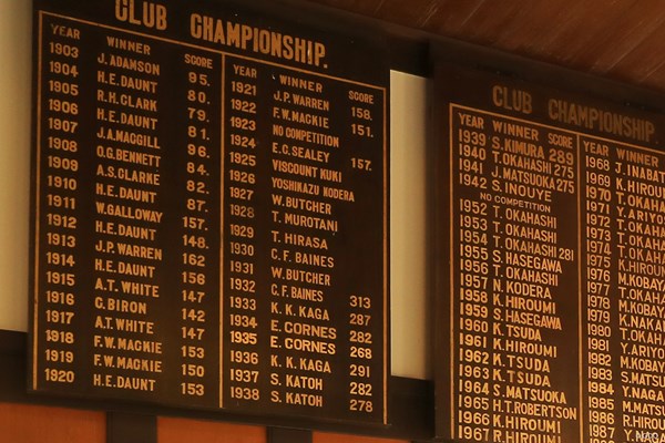 1903年の第1回クラブチャンピオンはコース設計に携わったJ.アダムソン。スコアは「95」だった