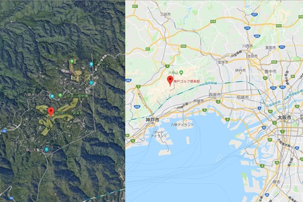 神戸ゴルフ倶楽部は神戸市灘区の六甲山の中に。山道を上るのはホントに大変 ※画像はGoogleマップから