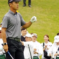 「ゴルフはすごい楽しい。恥をかいても勝負はしたい」と挑戦する姿を見せる長谷川滋利 2019年 マスターカード日本選手権 初日 長谷川滋利