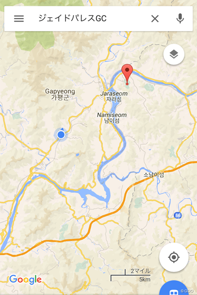 韓国 グーグルマップ とりあえず自らの位置は出るが…