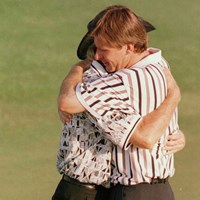 1996年、ニック・ファルドは最終日にグレッグ・ノーマンを逆転して大会3勝目を挙げた(Stephen Munday／getty images) 1996年 マスターズ ニック・ファルド