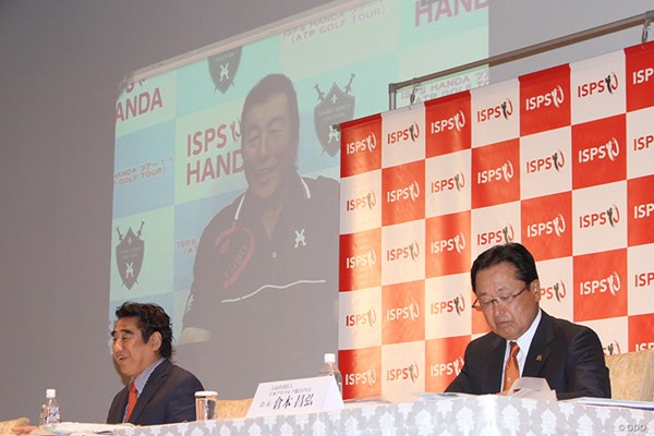 尾崎将司 リモートで会見に出席した尾崎将司。自らの名前を冠したチャリティトーナメントが9月に開催される