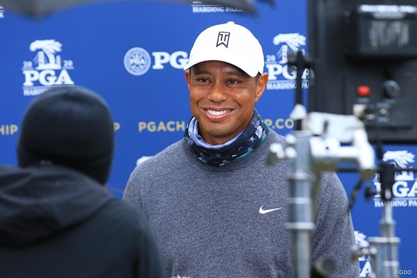 2020年 全米プロゴルフ選手権 事前 タイガー・ウッズ 笑顔で会見に応じるウッズ