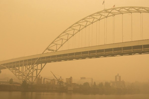 ポートランド市街は依然として灰や煙に覆われている※撮影は12日(Nathan Howard/Getty Images)