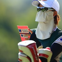 来週はこのマスクに決めた！！ネットで購入したらしい 2020年 日本女子オープンゴルフ選手権 初日 マスク