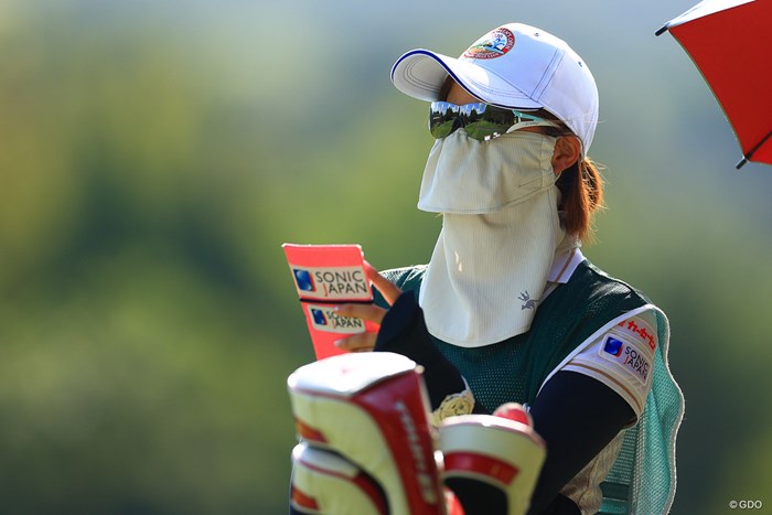 来週はこのマスクに決めた！！ネットで購入したらしい 2020年 日本女子オープンゴルフ選手権 初日 マスク
