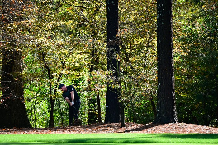 11番のティショットは林の中へ（提供：Augusta-National-Golf-Club） 2021年 マスターズ 初日 ブライソン・デシャンボー