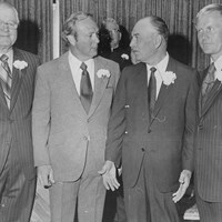 1973年2月に撮影された、左からバイロン・ネルソン、アーノルド・パーマー、ベン・ホーガン、ジャック・ニクラスの4ショット(Vernon Shibla／New York Post Archives (c) NYP Holdings, Inc. via Getty Images) バイロン・ネルソン アーノルド・パーマー ベン・ホーガン ジャック・ニクラス