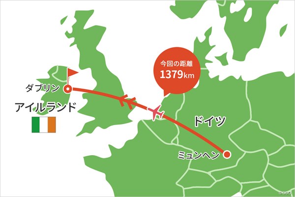 2021年 ドバイデューティーフリー アイルランドオープン 事前 川村昌弘マップ ミュンヘンからダブリンに到着。久々に飛行機に乗りました