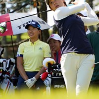 作陽高校の先輩、後輩で練習ラウンド 2021年 日本女子オープンゴルフ選手権 事前 渋野日向子 成澤祐美