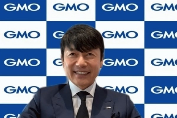 オンラインで取材に応じたGMOの熊谷正寿会長兼社長（Zoomの画面をキャプチャー）