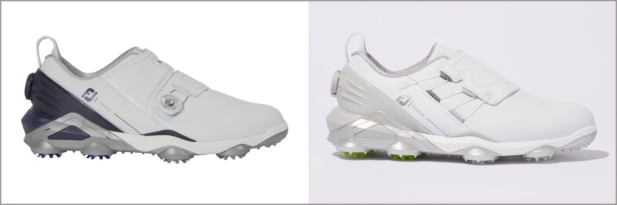 2022年 フットジョイ「TOUR ALPHA BOA」（右）と「TOUR ALPHA Dual BOA」（左）