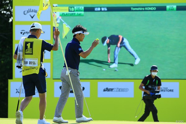 2022年 ゴルフパートナー PRO-AMトーナメント  最終日 近藤智弘 プレーオフ2ホール目を終えた