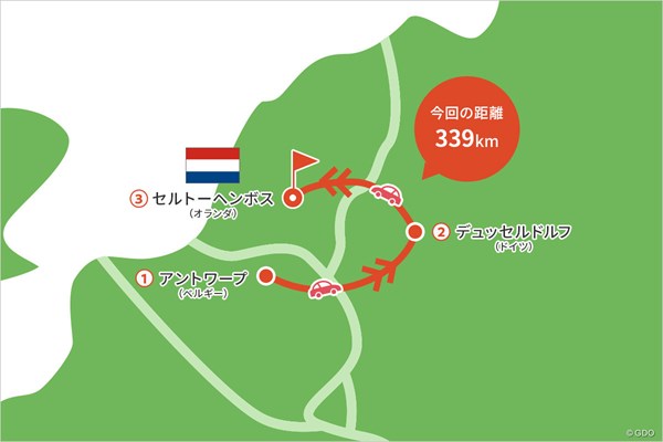2022年 ダッチオープン  事前 川村昌弘マップ ベルギーからドイツ、オランダへのドライブです
